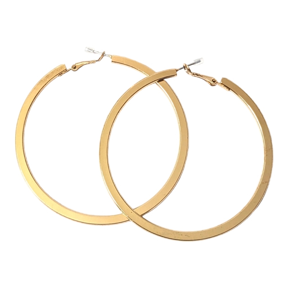 NWOT Ettika 18k Gold Plated Classic Large Lever Back Flat Hoops
